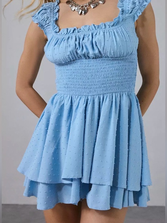 Urban Outfitters Dresses & Skirts - Urban Outfitters Dusty Blue Smocked Dot Dress
